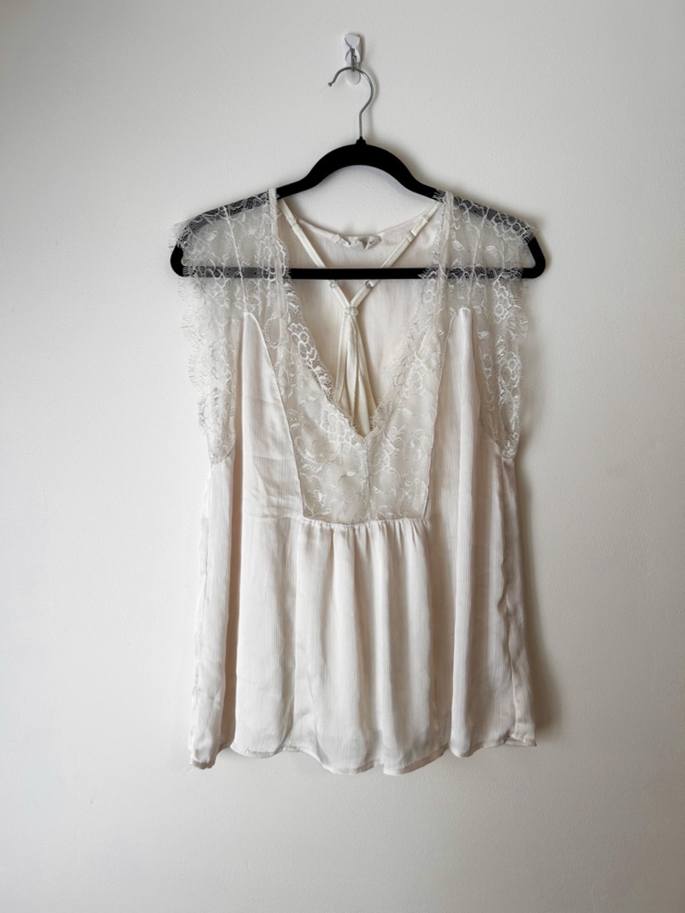 lovestitch Cream Lace Trim Sleeveless Camisole